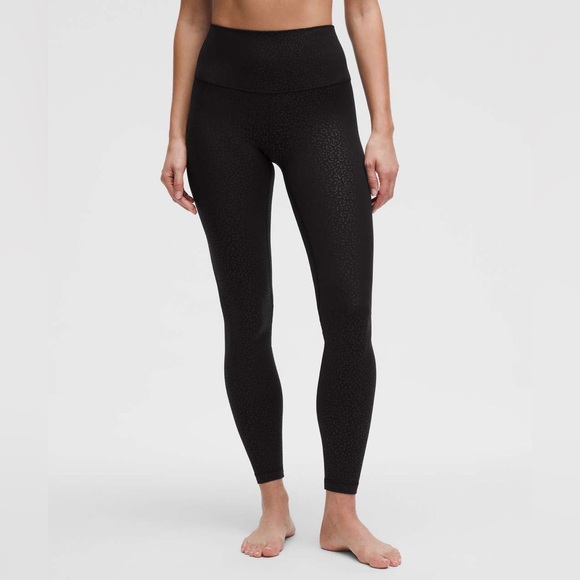 Lululemon Align High-Rise Pant 28" Leopard Daisy Emboss Black - Size 4 - Picture 2 of 6